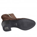 Botines para mujer con cremalleras en gamuza marron tacon 6 - Tallas disponibles:  32, 33, 34, 35, 43, 44, 45, 46, 47