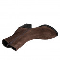 Botines para mujer con cremalleras en gamuza marron tacon 6 - Tallas disponibles:  32, 33, 34, 35, 43, 44, 45, 46, 47
