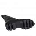 Stivaletto stringato da donna con cerniera e puntale in pelle stampata nera tacco 4 - Misure disponibili: 32, 33, 34, 35, 42, 43, 44, 45, 46, 47
