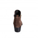 Woman's pointy ankle boot with zippers in brown suede heel 4 - Available sizes:  32, 35, 42, 44, 45, 46, 47