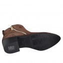 Bottines à bout pointu pour femmes avec fermetures éclair en daim marron talon 4 - Pointures disponibles:  32, 35, 42, 44, 45, 46, 47