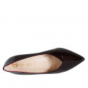Woman's pointy pump shoe with V-cut in maroon patent leather heel 7 - Available sizes:  32, 33, 34, 35, 42, 43, 44, 45