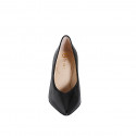 Zapato de salon con puntera a V para mujer en charol negro tacon 7 - Tallas disponibles:  32, 33, 34, 35, 42, 43, 44, 45
