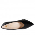 Zapato de salon con puntera a V para mujer en charol negro tacon 7 - Tallas disponibles:  32, 33, 34, 35, 42, 43, 44, 45