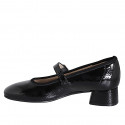 Mary Jane pour femmes avec bout rondu en cuir verni noir talon 3 - Pointures disponibles:  32, 33, 34, 35, 42, 43, 45, 46