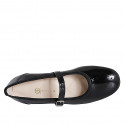 Mary Jane da donna con punta tonda in vernice nera tacco 3 - Misure disponibili: 32, 33, 34, 35, 42, 43, 45, 46