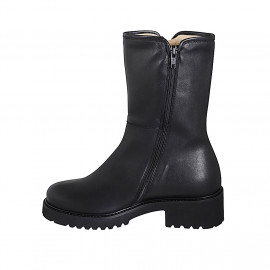 Bottines hautes pour femmes avec fermetures éclair en cuir noir talon 4 - Pointures disponibles:  33, 34, 35, 42, 43, 44, 45, 46 2