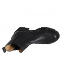 Stivaletto con elastici e puntale da donna in pelle nera tacco 4 - Misure disponibili: 33, 34, 35, 43, 44, 45, 46