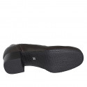 Decolté da donna con plantare estraibile ed elastico in pelle marrone scuro tacco 4 - Misure disponibili: 32, 33, 34, 35, 42, 43, 44, 45, 46