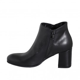 Stivaletto da donna in pelle nera con cerniere e plantare estraibile tacco 7 - Misure disponibili: 32, 33, 34, 35, 42, 43, 44, 45 2