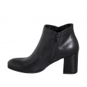 Botines para mujer en piel negra con cremalleras y plantilla extraible tacon 7 - Tallas disponibles:  32, 33, 34, 35, 42, 43, 44, 45