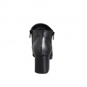 Woman's ankle boot in black leather with zippers and removable insole heel 7 - Available sizes:  32, 33, 34, 35, 42, 43, 44, 45