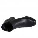 Woman's ankle boot in black leather with zippers and removable insole heel 7 - Available sizes:  32, 33, 34, 35, 42, 43, 44, 45