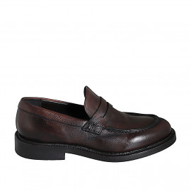 Elegant men's loafer in dark brown leather - Available sizes:  37, 38, 46, 48, 50, 51, 52, 53, 54