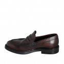 Elegant men's loafer in dark brown leather - Available sizes:  37, 38, 46, 48, 50, 51, 52, 53, 54