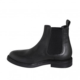 Stivaletto con elastici da uomo in pelle nera - Misure disponibili: 36, 37, 38, 46, 47, 48, 49, 50, 51, 52, 53, 54 2