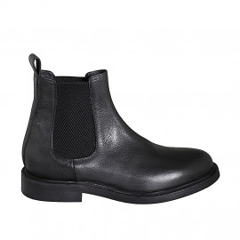 Botin con elasticos para hombre en piel negra - Tallas disponibles:  36, 37, 38, 46, 47, 48, 49, 50, 51, 52, 53, 54