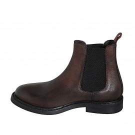 Men's ankle boot with elastic bands in dark brown leather - Available sizes:  36, 37, 38, 46, 47, 48, 49, 50, 51, 52, 53, 54 2