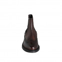 Botin con elasticos y punta de ala para hombre en piel marron oscuro - Tallas disponibles:  36, 37, 38, 46, 47, 48, 49, 50, 51, 52, 53, 54