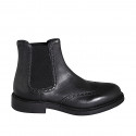 Bottine avec élastiques et bout golf pour hommes en cuir noir - Pointures disponibles:  36, 37, 38, 46, 47, 48, 49, 50, 51, 52, 53, 54
