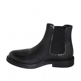 Bottine avec élastiques et bout golf pour hommes en cuir noir - Pointures disponibles:  36, 37, 38, 46, 47, 48, 49, 50, 51, 52, 53, 54 2