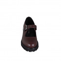 Woman's Mary Jane pumps in maroon leather heel 5 - Available sizes:  32, 33, 34, 35, 42, 44, 45, 46