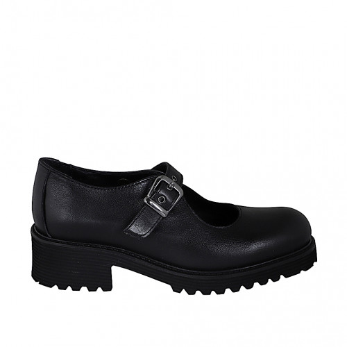 Zapatos de salón Mary Jane para mujer en piel negra tacon 5 - Tallas disponibles:  32, 33, 34, 35, 42, 44, 45, 46