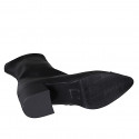 Stivaletto a punta da donna in pelle e pelle elasticizzata nera con cerniera e puntale tacco 5 - Misure disponibili: 35, 43, 45