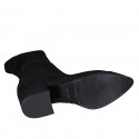 Botines a punta para mujer en gamuza y gamuza elastica negra con puntera y cremallera tacon 5 - Tallas disponibles:  32, 33, 34, 35, 42, 43, 44, 45, 46