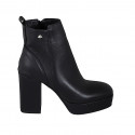 Botines para mujer con cremallera y tachuelas en piel negra tacon 9 - Tallas disponibles:  32, 33, 34, 43