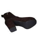 Woman's ankle boot with studs and zipper in dark brown suede heel 9 - Available sizes:  32, 33, 34