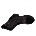 Bottine pour femme avec lacets et bout en daim noir et tissu noir, blanc et bordeaux, talon 5 - Pointures disponibles:  32, 33, 35, 42, 43, 44, 45, 46