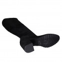 Bottes au genou pour femmes en daim et matériau élastique noir talon 6 - Pointures disponibles:  33, 34, 35, 43, 44, 45