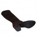 Stivale alto al ginocchio da donna in camoscio ed elasticizzato testa di moro tacco 6 - Misure disponibili: 32, 33, 34, 35, 42, 43, 44, 45