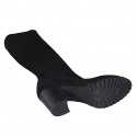 Woman's knee-high boot in black suede and elastic material heel 7 - Available sizes:  32, 33, 42, 44, 45