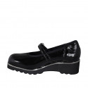 Women's black patent Mary Jane pumps with removable insole wedge 4 - Available sizes:  32, 33, 34, 35, 42, 43, 44, 45, 46