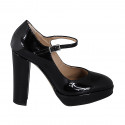 Women's Mary Jane pump in black patent leather heel 11 - Available sizes:  31, 32, 33, 34, 35, 43, 44, 45, 46, 47