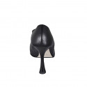 Women's pointed high-cut shoe with asymmetric neckline in black leather heel 9 - Available sizes:  32, 33, 34, 35, 42, 43, 44, 45, 46