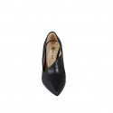 Women's pointed high-cut shoe with asymmetric neckline in black leather heel 9 - Available sizes:  32, 33, 34, 35, 42, 43, 44, 45, 46