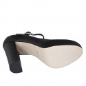 Escarpin Mary Jane pour femme en cuir noir talon 11 - Pointures disponibles:  31, 32, 33, 34, 35, 42, 43, 44, 45, 46