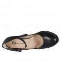 Decolté Mary Jane da donna in pelle nera tacco 11 - Misure disponibili: 31, 32, 33, 34, 35, 42, 43, 44, 45, 46