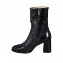 Bottines hautes pour femmes avec fermeture éclair en cuir noir talon 7 - Pointures disponibles:  33, 34, 35, 42, 43, 44, 46, 47