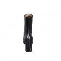 Stivaletto alto da donna con cerniera in pelle nera tacco 7 - Misure disponibili: 33, 34, 35, 42, 43, 44, 46, 47