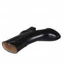 Woman's high ankle boot with zipper in black leather heel 7 - Available sizes:  33, 34, 35, 42, 43, 44, 46, 47