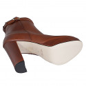 Stivaletto da donna con plateau, cerniera e cinturino in pelle cuoio tacco 11 - Misure disponibili: 32, 34, 35, 42, 43, 44, 45