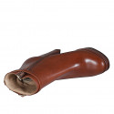 Women's ankle boot with platform, zipper and strap in cognac brown leather heel 11 - Available sizes:  32, 34, 35, 42, 43, 44, 45