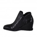 Bottines pour femmes en cuir noir avec fermetures éclair talon compensé 6 - Pointures disponibles:  32, 33, 34, 35