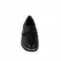 Zapato cerrado para mujer con velcro y plantilla extraíble en charol negro cuña 3 - Tallas disponibles:  32, 33, 34, 35, 42, 43, 44, 46