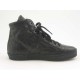 Men's sportive ankle-high shoe with laces in black leather - Available sizes:  36