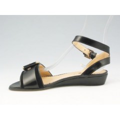 Sandal avec courroie et boucle en cuir noir talon compensé 3 - Pointures disponibles:  31 2